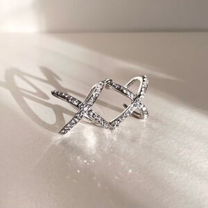 Hold New Crystal double x hinge ring